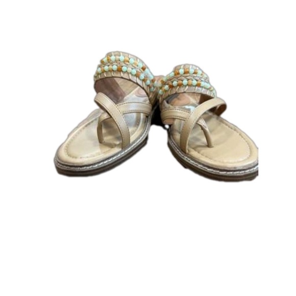 Lucky Brand Women’s Kaykey Beaded Crisscross Slide On Sandals Size 9 NWOT - Picture 2 of 7